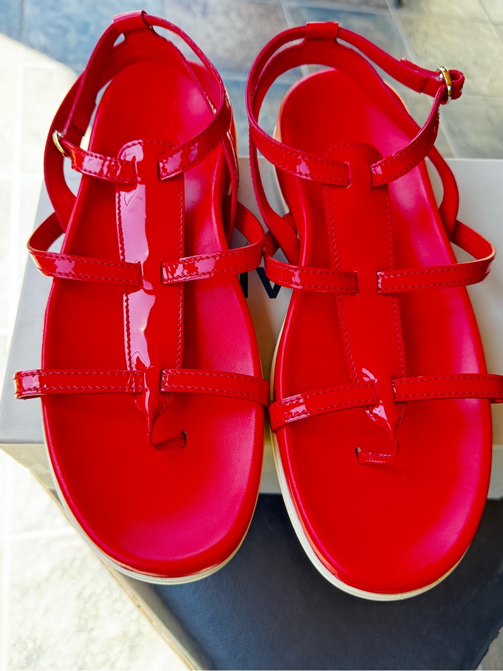 Hogan Red Patent Leather Strappy Women's Sandals